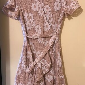 Adorable Daisy Lace Short Sleeved Wrap Dress